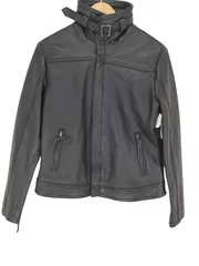 リューグーレザーズ Liugoo Leathers cow leather 裏地チェックスタンドカラーレザージャケット メンズ JPN：3 