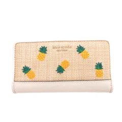 ケイトスペード KATE SPADE ダーシー ラージ スリム パイナップル バイフォールド ウォレット 長財布 レザー 刺繍 白 ホワイト /FFのサムネイル