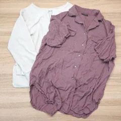 ◇ 《 JEANASIS ジーナシス まとめ売り２点セット Fサイズ サイドスリット 無地 シンプル シャツ ニット レディース 》 E  【1307040040911】