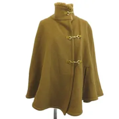バーニーズニューヨーク BARNEYS NEW YORK ケープ ポンチョ ウール  ブラウン キャメル スタンドカラー ビット金具 袖なし /KV ■ECC003のサムネイル