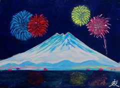赤富士とブルーインパルス 絵画 日本画 ミリタリー - メルカリ