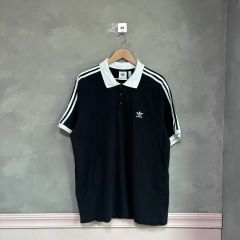希少 80年代 adidas アディダス デカ ロゴ プリント 半袖 ポロシャツ 