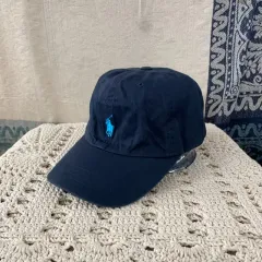 F ポロラルフローレン ヴィンテージ ネイビー コットン チノ ベースボールキャップ 帽子