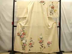 平和屋着物■訪問着　手描き　枝花文　正絹　逸品　AABI4146sx