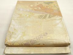 平和屋着物●極上　森英恵・HANAE MORI　訪問着　お召地　刺繍　雪輪舞桜　暈し染め　金彩　逸品　未使用　DZAB2567kh6 平和屋着物○極上 森英恵・HANAE MORI 訪問着 お召地 刺繍 雪輪舞桜 暈