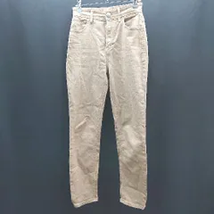 ◇ YANUK ヤヌーク コットン生地 牛革ラベル ストリート シンプル スキニーパンツ サイズ24 ベージュ レディース E  【1307210019082】