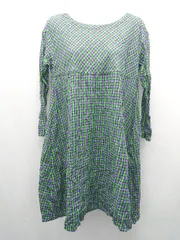 ◇ ◎ bulle de savon タータンチェック 秋冬 個性的 ガーリー 長袖 ミニ丈 ワンピース サイズF グリーン系 レディース E  【1307210044671】のサムネイル
