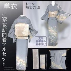 希少 トール 辻ヶ花 訪問着 フルセット 単衣 正絹 夏帯 夏小物 桁71.5