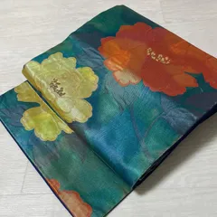 未使用 着物 名古屋帯 正絹 セット 名古屋帯 未使用 正絹 紬 九寸 型絵染 型染 朱・緋色 えんじ色 臙脂色
