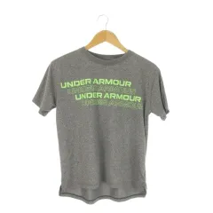 アンダーアーマー UNDER ARMOUR HEATGEAR Tシャツ スポーツウエア LG LOOSE グレー ロゴプリント 半袖 ラウンドネック /CK30 ■GY99