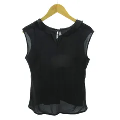 ミス アシダ miss ashida 美品 カットソー 襟 フリル シースルー 絹 シルク ノースリーブ 9 黒 ブラック 0915 ■YHS4のサムネイル