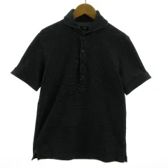 メンズビギ MEN'S BIGI クラウデッドクローゼット CROWDED CLOSET ポロシャツ ハニカム素材 M0291UTS01 ホリゾンタルカラー 半袖 コットン混 バーズアイ柄調 ブラック 黒 ホワイト 白 02のサムネイル