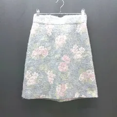 ◇ ◎ MAJESTICLEGON マジェスティックレゴン 花柄 かわいい ひざ丈 タイト スカート サイズM ライトブルー レディース E  【1308290034163】