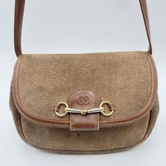 GUCCI ホースビット ボディバッグ レザー スエード ブラウン