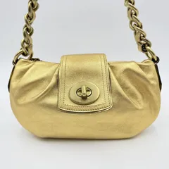COACH（コーチ）ターンロック レザー チェーンショルダーバッグ ゴールド レディース ミニバッグ A0971-13594