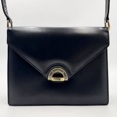 GUCCI ショルダーバッグGG柄 ゴールド金具 ロゴ金具 ネイビー 肩掛け
