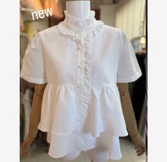 新品ダグ付き】Sono ソーノ ラッフルフリル ブラウス 半袖 ホワイト
