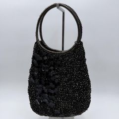 可愛い小花とアクセ付きアンテプリマのラメビーズ編みブラックバック