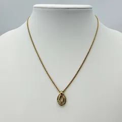 Christian Dior（クリスチャンディオール）CDロゴ ラインストーン ネックレス ゴールドトーン オーバル ペンダント レディース 44cm