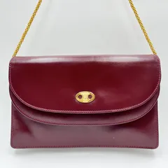 CELINE（セリーヌ）トリオンフ ヴィンテージ チェーンショルダーバッグ レザー ワインレッド ゴールド金具 レディース 斜め掛け可【中古】