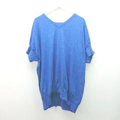 ◇ n'Or ノアール Vネック オーバーサイズ ゆったり 半袖 ニット セーター サイズFree ブルー レディース E  【1308290067499】