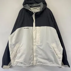 古着 コロンビア Columbia ジャケット フルジップ アウトドア パーカー ナイロン フード 大きいサイズ 2XL  グレー系 ツートン メンズ
