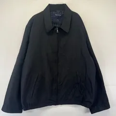 古着 ノーティカ NAUTICA ジャケット ワンポイントロゴ フルジップ スウィングトップ 裏地チェック 大きいサイズ 2XL  ブラック系 メンズ