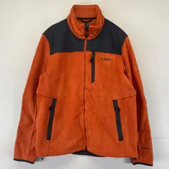 古着 エルエルビーン L.L.Bean フリース ジャケット フルジップ ワンポイントロゴ刺繍 アウトドア ツートンカラー S  オレンジ系 メンズ