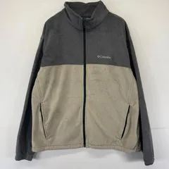 古着 コロンビア Columbia フリース ジャケット フルジップ ワンポイントロゴ刺繍 アウトドア 大きいサイズ XL  グレー系 ツートン メンズ