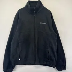 古着 コロンビア Columbia フリース ジャケット フルジップ ワンポイントロゴ刺繍 アウトドア M  ブラック系 メンズのサムネイル