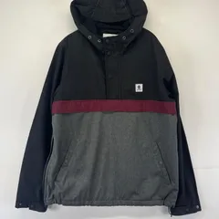 古着 エレメント ELEMENT ジャケット ハーフジップ ワンポイントロゴ スナップボタン フード アノラックパーカー L  ブラック系 メンズのサムネイル