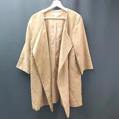 ◇ H&M ボタンなし ロング丈 スウェード生地 無地 長袖 コート サイズ40 ブラウン レディース E  【1309250021919】のサムネイル