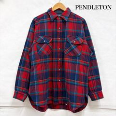 ペンドルトン】長袖ネルシャツ (L) オンブレチェックDELUXE 赤系 秋冬