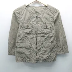◇ rope ロペ ノーカラー ジップアップ 羽織もの コットン100％ 長袖 ブルゾン サイズ9 ブラウン レディース E  【1309250023258】のサムネイル