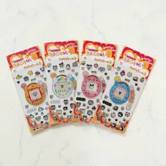 新品 たまごっち キラキラシール3 ぷくっとシール 4枚セット 全4種 コンプリート 平成 アナログ まめっち くちぱっち TMGC キャンドゥ セリア ダイソー シール帳 シールブック シールファイル シール交換に