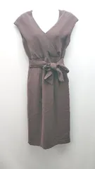 ◇ emmi バックジップ スリーブレス バックスリット 裏地あり ひざ丈 ワンピース サイズ0 ブラウン レディース E  【1309250039419】のサムネイル