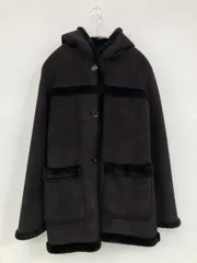 COMME CA ISM コムサイズム ムートンコート F ブラック ミドル丈 フードあり