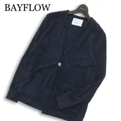 BAYFLOW ベイフロー 通年★ コンチョボタン パイル カーディガン Sz.2 メンズ 紺 ネイビーのサムネイル