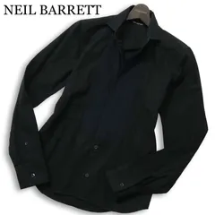 イタリア製★ NEIL BARRETT ニールバレット 通年★ 長袖 タック スリム シャツ Sz.38 メンズ 黒のサムネイル