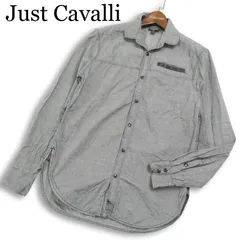 Just Cavalli ジャストカヴァッリ 通年 フェイクレザー切替★ 長袖 シャツ Sz.46 メンズ ルーマニア製★のサムネイル