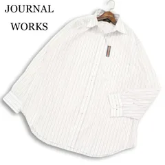 【新品 未使用】 JOURNAL WORKS ジャーナルワークス 通年★ 長袖 ストライプ ドレス シャツ 大きいサイズ Sz.LL メンズ
