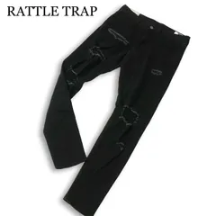 RATTLE TRAP メンズビギ 通年★ スラブ ストレッチ クラッシュ加工 スキニー デニム パンツ ジーンズ Sz.L メンズ 黒のサムネイル