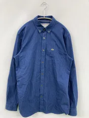 LACOSTE ラコステ シャツ/ブラウス S ブルー コットン チェック柄 ワンポイント ブランドロゴ ミドル丈 長袖 ボタンダウン
