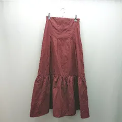 ◇ merlot サイドジップ ウエストゴム 裏地あり ロング丈 フレア スカート サイズM レッド レディース E  【1310050008697】のサムネイル