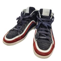 GUCCI ドット柄 ハイカットスニーカー ネイビー - メルカリ