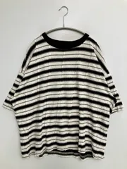 niko and ... ニコアンド Tシャツ/カットソー M ブラック ボーダー柄 ミドル丈 半袖 クルーネック(丸首)