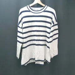 ◇ AZUL by MOUSSY ボーダー柄 オーバーサイズ カジュアル かわいい 長袖 ニット サイズF ネイビー レディース E  【1310050031985】