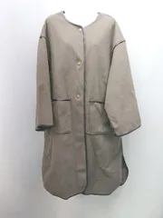 ◇ continuer de NICE CLAUP フロントボタン パイピング 秋冬 ロング 長袖 コート サイズF ダークブラウン レディース E  【1310050034818】のサムネイル