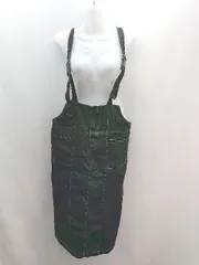 ◇ merlot サロペットスカート ステッチ ジップフライ バックル ロング丈 ワンピース 表記なし ブラック レディース E  【1310050039240】のサムネイル