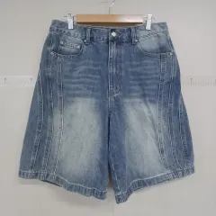 デニムハーフパンツ ワイド ショートパンツ